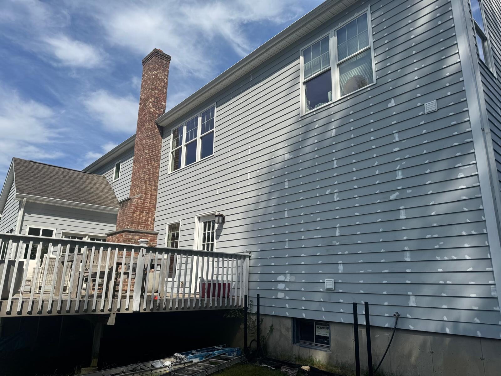 Exterior siding during preparation